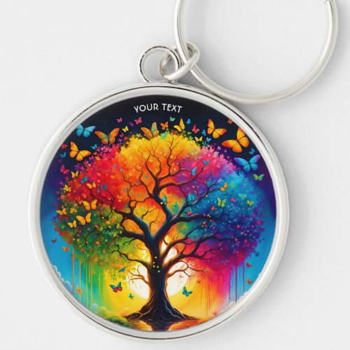 Fantasy Cute Vivid Life Tree Rainbow Keychain