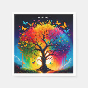 Fantasy Cute Vivid Life Tree Rainbow Napkins