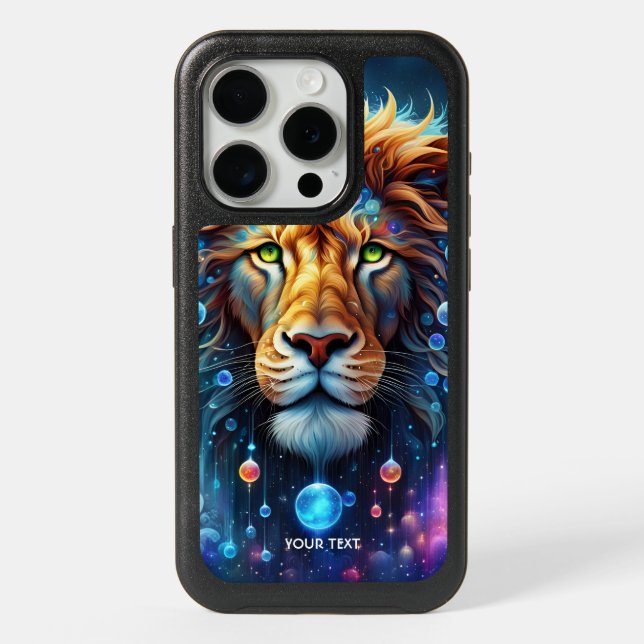 Fantasy Cute Vivid Lion Space Bubbles iPhone 15 Pro Case (Back)
