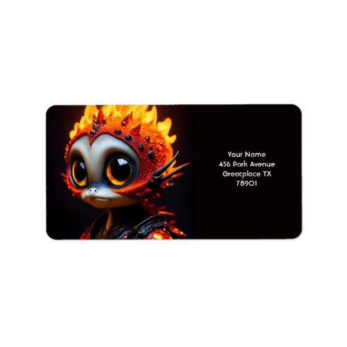 Fantasy Cute Vivid Magma Fire Dragon Label