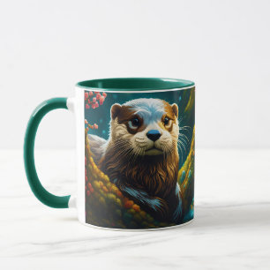 Fantasy Cute Vivid Majestic Otter Flowers Mug