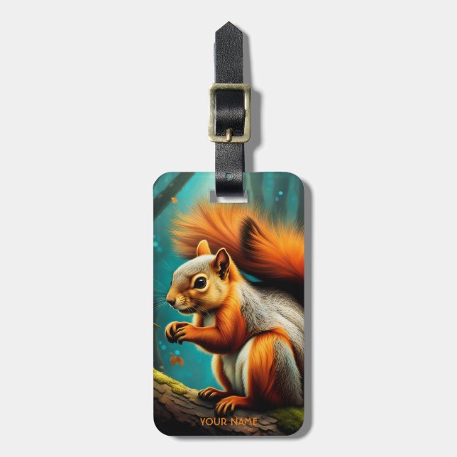 Fantasy Cute Vivid Majestic Red Squirrel Luggage Tag (Front Vertical)