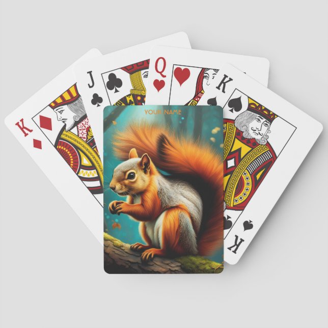 Fantasy Cute Vivid Majestic Red Squirrel Poker Cards (Back)