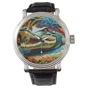 Fantasy Cute Vivid Mosaic Crocodile Sea Watch