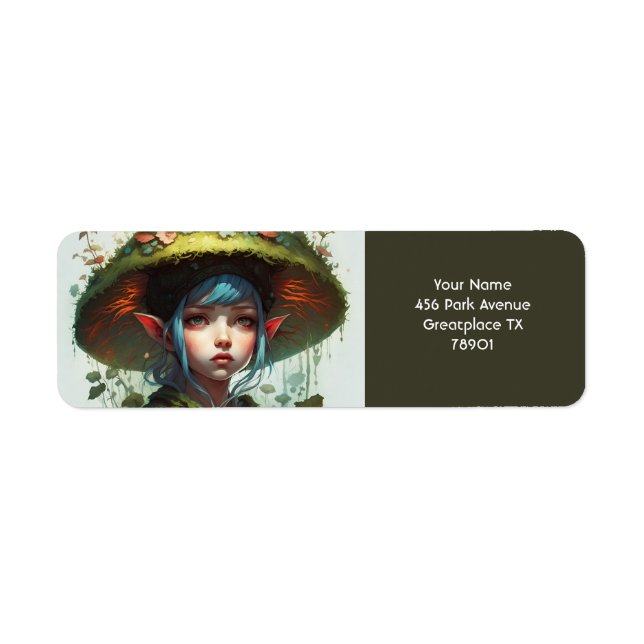 Fantasy Cute Vivid Mushroom Forest Girl Label (Front)