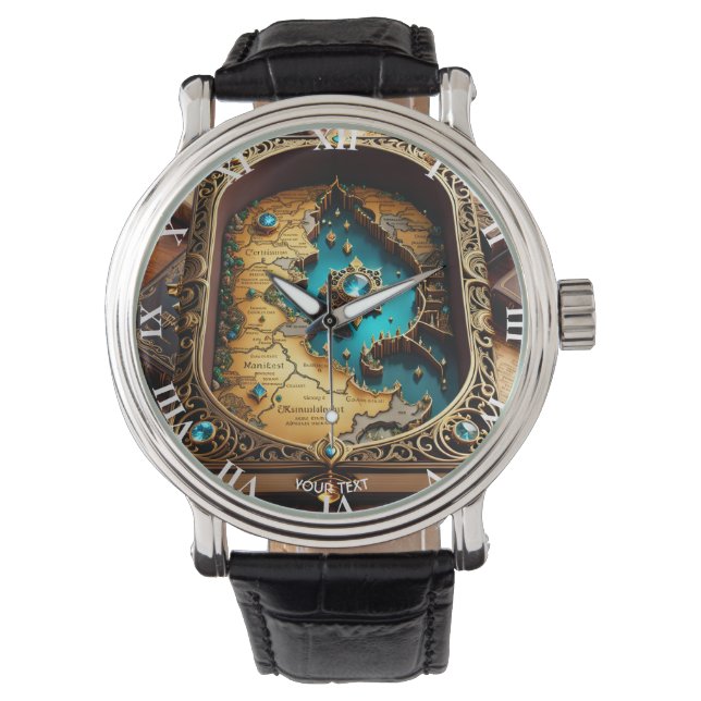 Fantasy Cute Vivid Old Book Map Watch (Front)