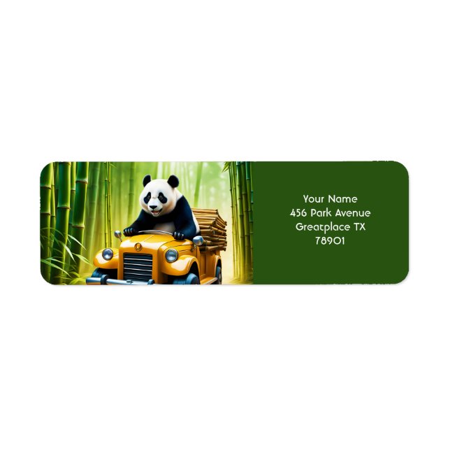 Fantasy Cute Vivid Panda Bamboo Car Label (Front)