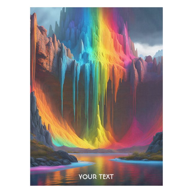 Fantasy Cute Vivid Rainbow Melting Waterfall Tablecloth (Front)