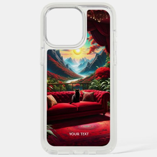 Fantasy Cute Vivid Red Couch Cat iPhone 15 Pro Max Case