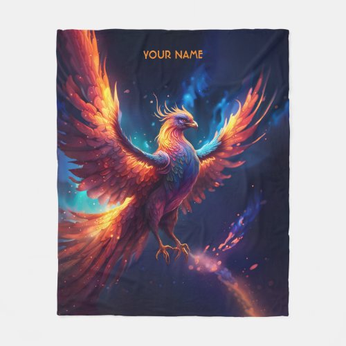 Fantasy Cute Vivid Rising Phoenix Fleece Blanket