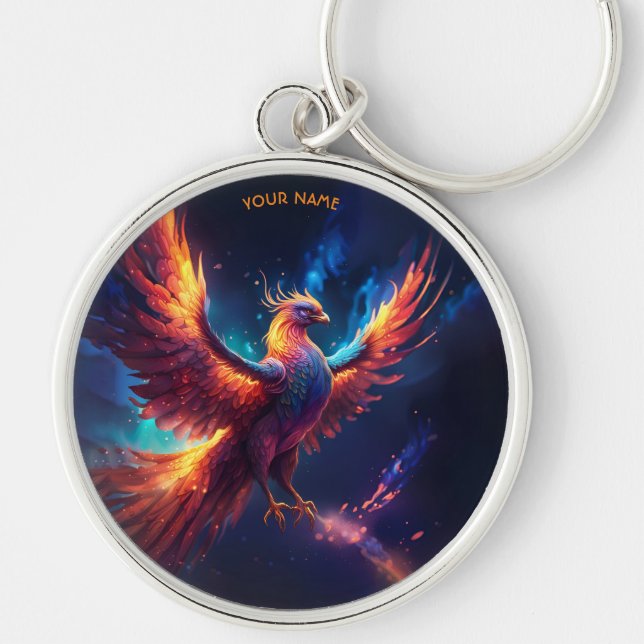 Fantasy Cute Vivid Rising Phoenix Keychain (Front)