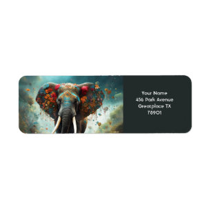 Fantasy Cute Vivid Romantic Elephant Portrait Label