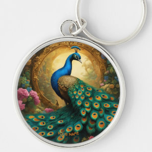 Fantasy Cute Vivid Romantic Peacock Portrait Keychain