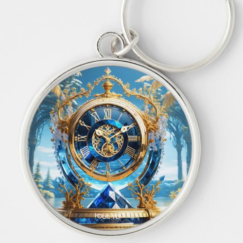 Fantasy Cute Vivid Sapphire Clock Sea Keychain