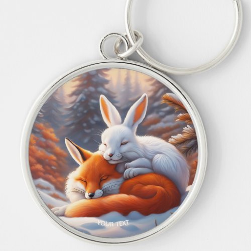 Fantasy Cute Vivid Sleeping Fox Hare Keychain