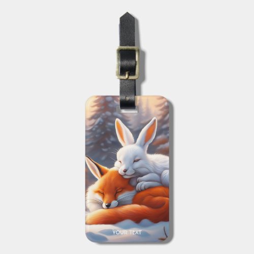 Fantasy Cute Vivid Sleeping Fox Hare Luggage Tag