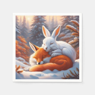 Fantasy Cute Vivid Sleeping Fox Hare Napkins