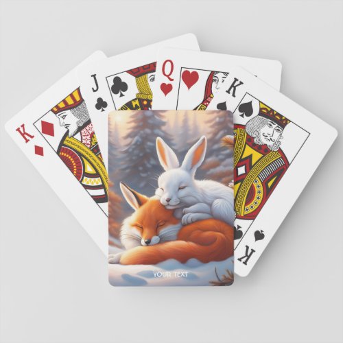 Fantasy Cute Vivid Sleeping Fox Hare Poker Cards