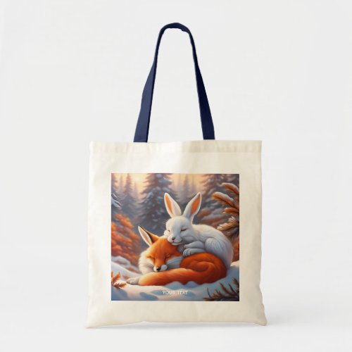 Fantasy Cute Vivid Sleeping Fox Hare Tote Bag
