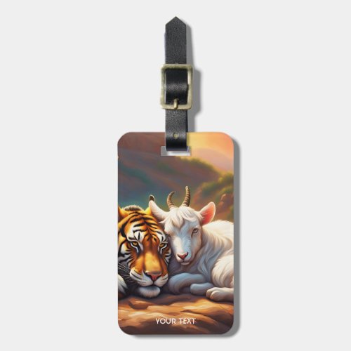 Fantasy Cute Vivid Sleeping Tiger Goat Luggage Tag