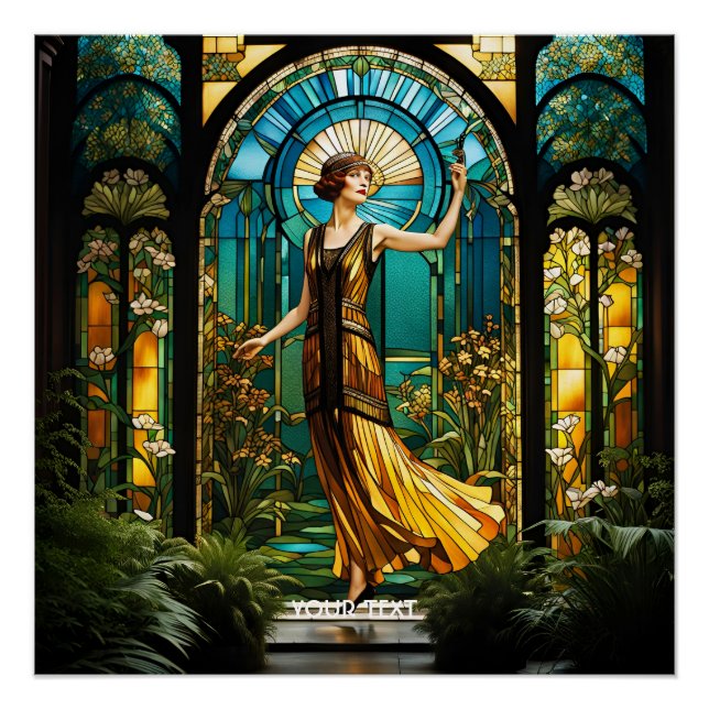 Fantasy Cute Vivid Stained Glass Woman Poster (Front)