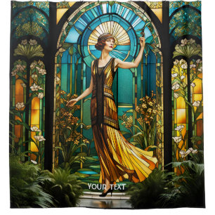 Fantasy Cute Vivid Stained Glass Woman Shower Curtain