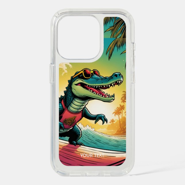 Fantasy Cute Vivid Surfing Crocodile Wave Speck iPhone Case (Front)
