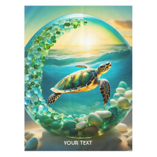 Fantasy Cute Vivid Turtle Sea Waves Tablecloth