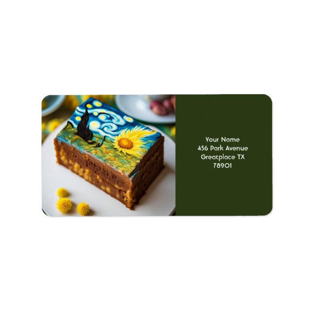 Fantasy Cute Vivid Van Gogh Cake Label (Front)