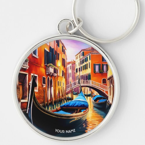 Fantasy Cute Vivid Vibrant Venice Gondola Keychain