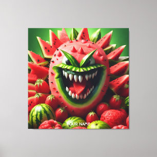 Fantasy Cute Vivid Watermelon Funny Creature Canvas Print