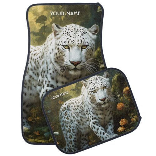 Fantasy Cute Vivid White Leopard Portrait Car Floor Mat