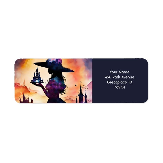 Fantasy Cute Vivid Witch Double Exposure Label (Front)