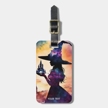 Fantasy Cute Vivid Witch Double Exposure Luggage Tag by HumusInPita at Zazzle