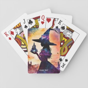 Fantasy Cute Vivid Witch Double Exposure Playing Cards by HumusInPita at Zazzle