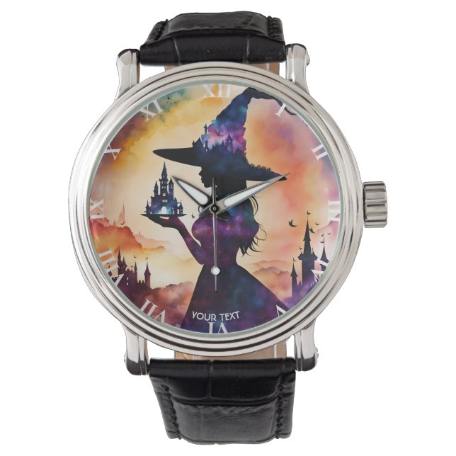 Fantasy Cute Vivid Witch Double Exposure Watch (Front)