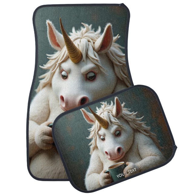 Fantasy Cute Wacky Unicorn Coffee Car Floor Mat (Set)
