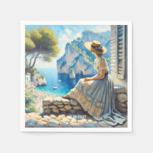 Fantasy Cute Watercolor Women Sea Napkins