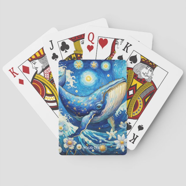 Fantasy Cute Whale Stars Sea Poker Cards (Back)