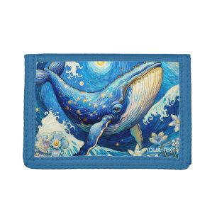 Fantasy Cute Whale Stars Sea Trifold Wallet