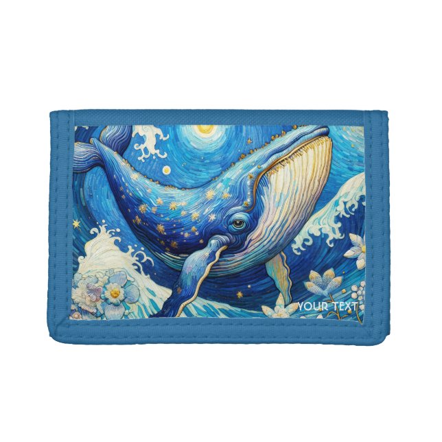 Fantasy Cute Whale Stars Sea Trifold Wallet (Front)