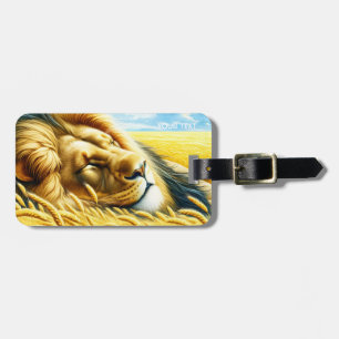 Fantasy Cute Wheat Sleeping Lion Luggage Tag