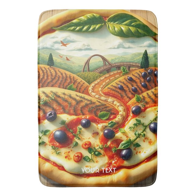 Fantasy Cute Whimsical Italian Landscape Bath Mat (Front Vertical)