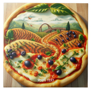 Fantasy Cute Whimsical Italian Landscape Ceramic Tile