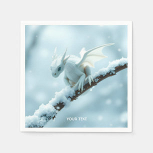 Fantasy Cute White Baby Dragon Napkins