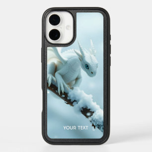 Fantasy Cute White Baby Dragon iPhone 16 Plus Case
