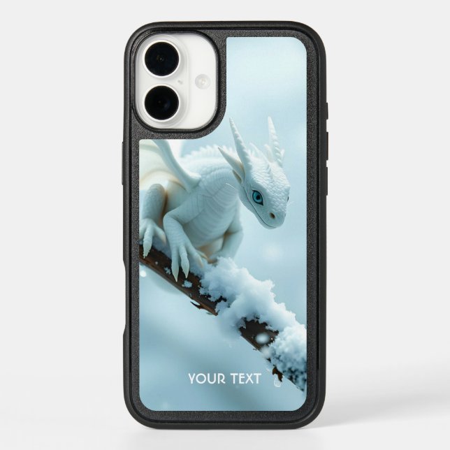 Fantasy Cute White Baby Dragon Otterbox iPhone Case (Back)