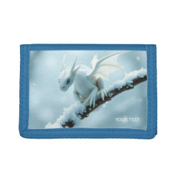 Fantasy Cute White Baby Dragon Trifold Wallet