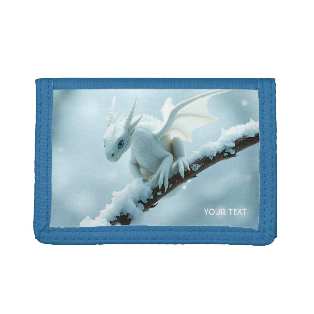 Fantasy Cute White Baby Dragon Trifold Wallet (Front)