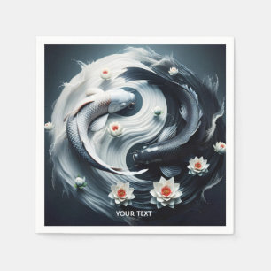 Fantasy Cute White Black Fish Napkins